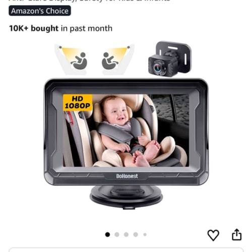 DoHonest Baby Car Camera HD 1080P - Rear-Facing Car Baby Monitor with Night Vision, Adjustable View Angle, Easy Setup, Anti-Glare Display, Safety for Kids & Infants