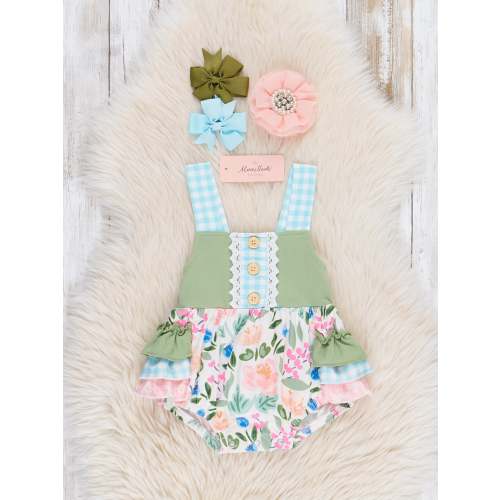 Gingham Rose Garden Ruffle Bubble