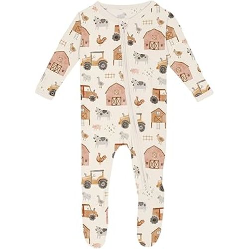 KicKee Baby & Toddler Zipper Footie – Ultra-Soft Viscose from Bamboo Pajamas with Flip Paws & Grips