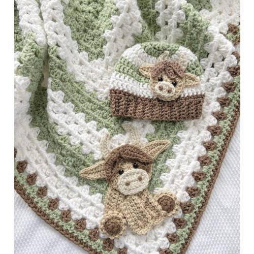 Crochet Baby Blanket - Baby Blanket - Handmade Baby Blanket - Cow Baby Blanket - Crocheted Baby Blanket - Baby Cow