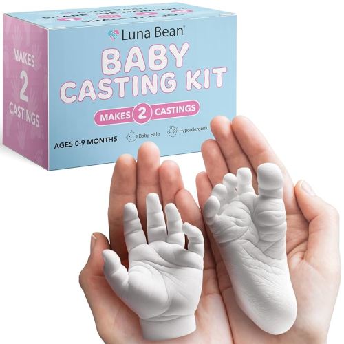 Luna Bean Baby Footprint & Hand Casting Kit – Premium Newborn Infant Keepsake - New Mom Gifts, Baby Shower Gifts for Girls and Boys