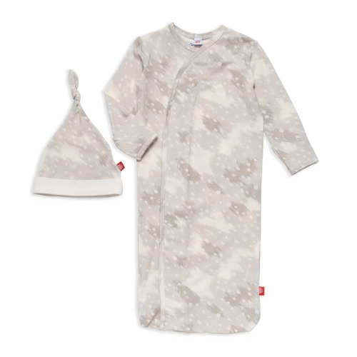 doeskin tan modal magnetic cozy sleeper gown + hat set