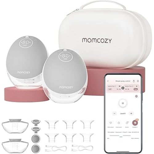 Momcozy Breast Pump Hands Free Upgraded Mobile Flow | M9, App Discreet Control with Personalized Multi-Modes & 15 Levels, Wearable Breast Pump 24mm