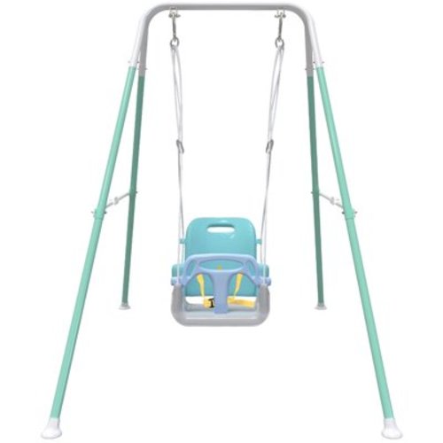 G TALECO GEAR Swing Sets for Backyard, Foldable Baby Swing Outdoor with Safety Harness, Indoor Toddler Swing (White & Green)