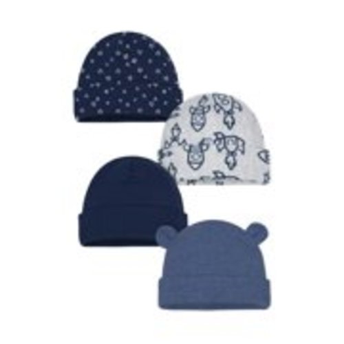 Organic Cotton Rib Caps, 4pk (Baby Boy)