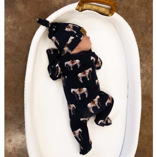 Navy Ranch Horse Folding Feet Jammies – Cowkid Clothing Company