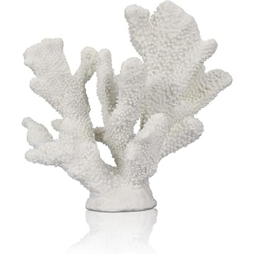 White Coral Decor White Coral Reef, Faux Artificial Coral Statue, Nautical Decor for Beach Theme Home, Wedding, Tabletop Window Display Decoration of Home Living Room 8.2" Height