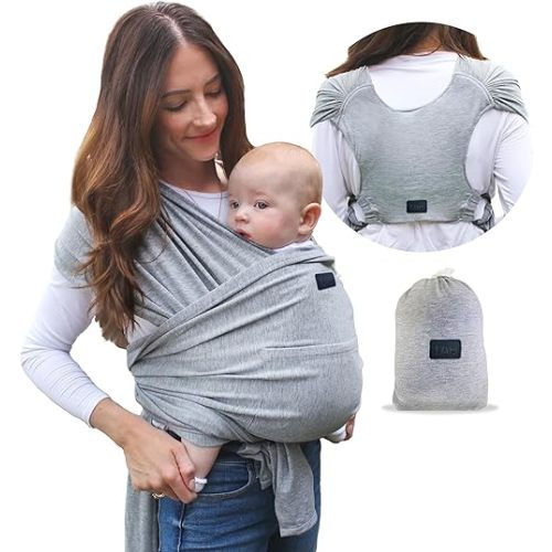 Versatile Gray & Black Baby Carrier Wrap: Comfortable, Soft & Supportive, Adjustable Ring Sling for Mom & Dad, Ideal for Baby Registry, Newborn to Toddler, Baby Shower