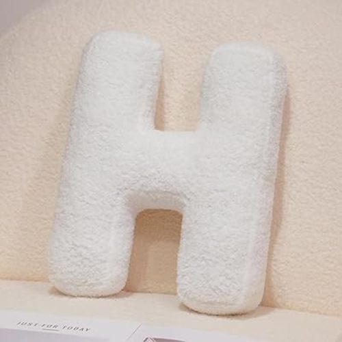 Letter Pillow Creative Alphabet Pillow Cute Plush Throw Pillow Decorative Letter Shaped Pillow for Couch Sofa Bed (H)