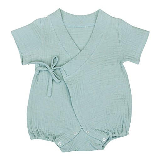 Babiesnature Crinkled Organic Muslin Baby Toddler Yukata Bodysuit 100% Certified Organic Cotton