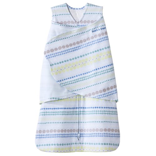 HALO 100% Cotton Sleepsack Swaddle Wearable Blanket, Blue Stripes/Circles, Newborn