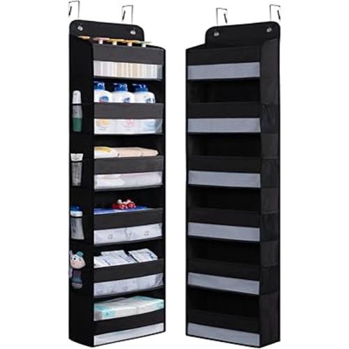 Over the Door Organizer, 6 Shelf Hanging Door Organizer, Anti Tilt 50lbs Back of Door Organizer, Closet Door Organizers and Storage for Bathroom, Nursery, Pantry, Baby Essentials