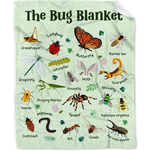 Personalized Bugs Insects Baby Blanket Gifts for Boys Girls, Ultra Soft Cozy Custom Bugs Throw Blankets, Lightweight Flannel Fleece Warm Plush Throw Decor 30"x40" for Baby