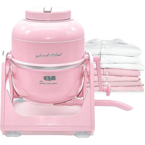 WonderWash Portable Washing Machine for Apartment & Tiny Spaces - Manual Hand Clothes Washer with Retro Design - Clean Laundry Anywhere with Our Countertop, Non-Electric, Small Washer - Pink