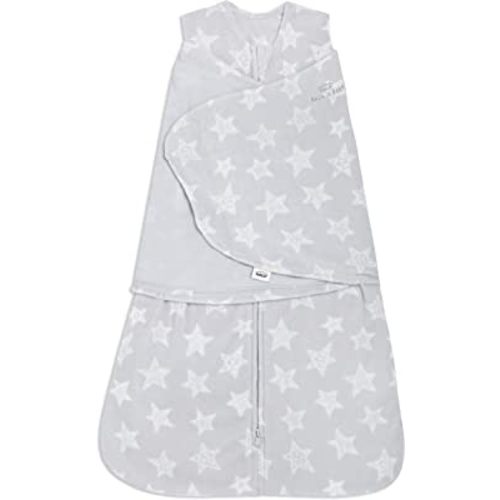 HALO Micro-Fleece Sleepsack Swaddle, 3-Way Adjustable Wearable Blanket, TOG 3.0, Grey Stars, Small, 3-6 Months