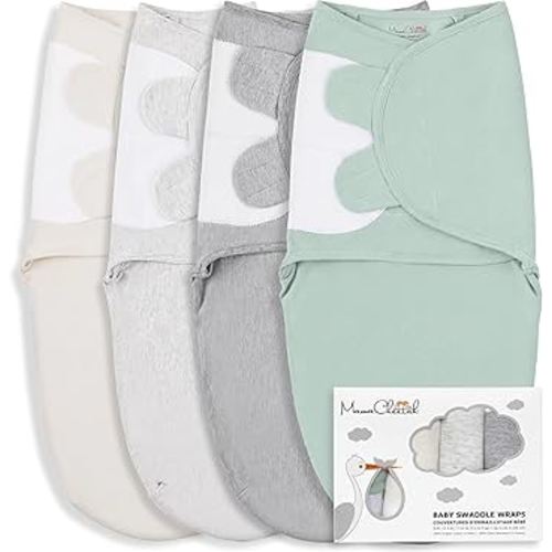 Mama Cheetah Baby Swaddle Sack, Organic Cotton Swaddle Blanket, Adjustable Swaddle Sleep Sacks, Easy Swaddles for Boy Girl 0-3 Month, Baby Essentials, 4-Pack