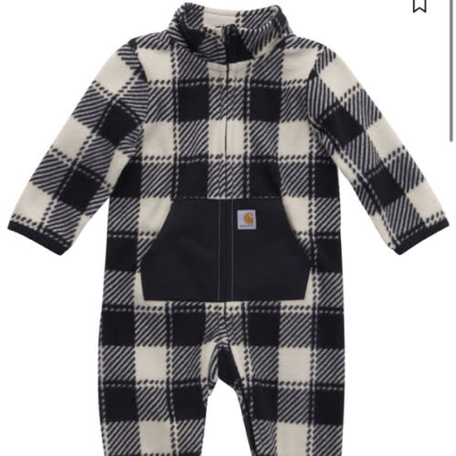 Carhartt Infant Boys' Black Plaid Print Long Sleeve Onesie - SIZE 6M