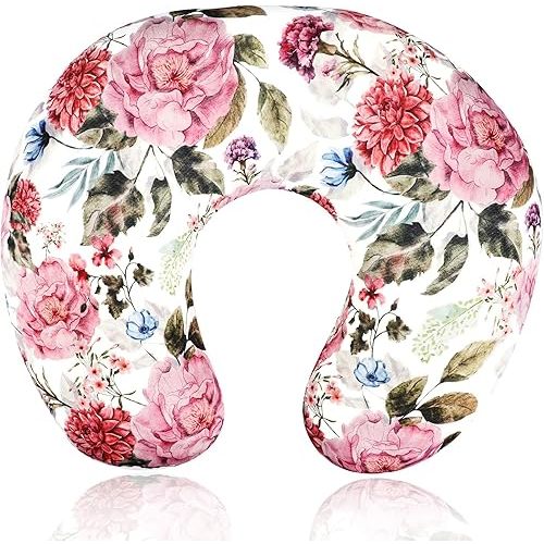 TANOFAR Nursing Pillow Cover, Floral Breastfeeding Pillow Cover, Ultra Soft Breathable, Stretchy Feeding Pillow Case for Baby Girl, Cover Only