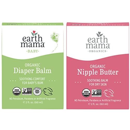 Earth Mama 2-Piece Gift Set, Organic Diaper Balm and Organic Nipple Butter Breastfeeding Cream