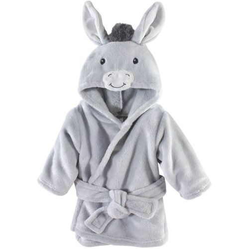 Hudson Baby Infant Plush Animal Face Bathrobe, Donkey, 0-9 Months