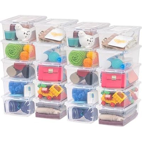 IRIS USA 20-Pack Storage Bins with Lids, 6 Quart, Shoe Boxes Clear Stackable Containers Organize Shoes Closet Shelves, Classroom Organization Teacher Tools, Game Storage - BPA-Free Plastic