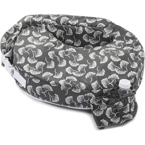 My Brest Friend Original Nursing Pillow Enhanced Ergonomics Essential Breastfeeding Pillow Support For Mom & Baby W/ Convenient Side Pocket, Double Straps & Slipcover, Grey Flowing Fans