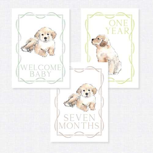Gender Neutral Baby Milestone Cards, Puppy Milestone Cards, Golden Retriever Milestone Cards