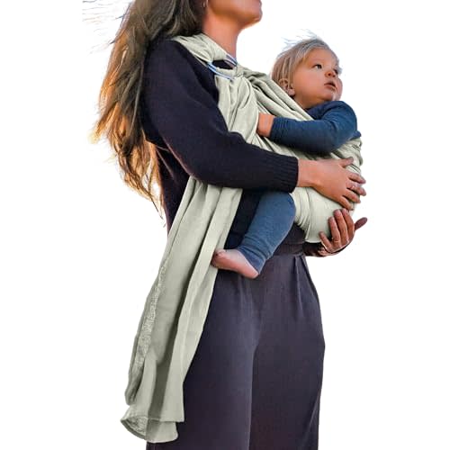 Organic Baby Ring Sling Carrier – Boho Hemp & Eucalyptus Wrap for Newborn to Toddler – Non-Toxic, ASTM-Certified, Ergonomic, Gift Box Included – Carefree Cloud