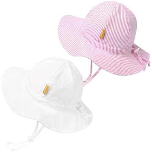 Baby Girl Sun Hat with UPF 50+ Outdoor Adjustable Toddler Beach Hat with Wide Brim Bucket Hats for Kids