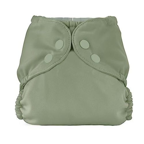 Esembly Cloth Diaper Cover - Reusable Swim Diaper, Waterproof, Breathable - Adjustable Outer Layer Over Absorbent Inner for Blowout Protection - Aloe, Size 1 (7-17lbs)