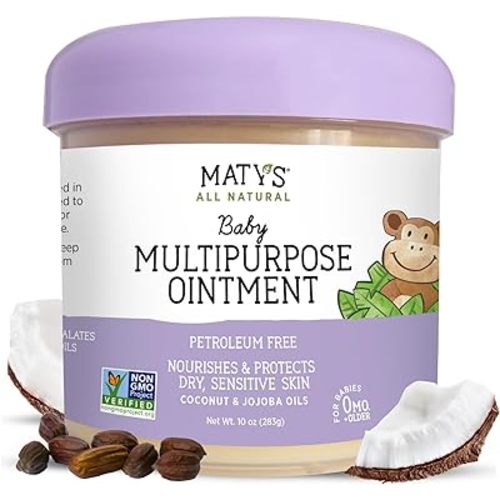 Matys Multipurpose Baby Ointment, All Over Gentle Skin Protection for Newborns & Up, Soothes Dry Irritated Skin, Diaper Area, Dry Scalp, Drool Irritation, Petroleum Free, Fragrance Free, 10 oz tub