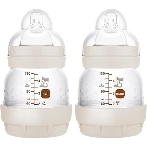 MAM Easy Start Anti-Colic Baby Bottle, Extra Slow Flow, Breastfeeding-Like Silicone Nipple Bottle, Reduces Colic, Gas, & Reflux, Easy-to-Clean, BPA-Free, Vented Baby Bottles for Newborns, 0-3 Months