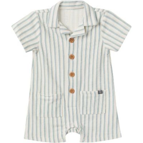 Modern Moments™ By Gerber Baby Boys' Collared Short Sleeve Romper, Teal Stripe, 3-6 Months