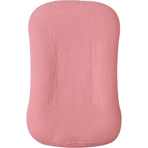 Hooyax Muslin Baby Lounger Cover Soft Organic Cotton Slipcover Fits Newborn Lounger for Baby Boys and Girls (Flesh Pink)