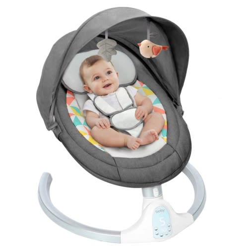 Baby Swing for Infants, Unisex Infant Swing Chair with Remote Control, Bluetooth Music & Touch Panel, Gray