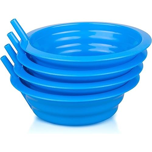 Cibi Cereal Bowls with Straws for Kids BPA-Free Plastic | Toddler Sip-A-Bowls with Built-In Straw for Cereal and Soup | Set of 4 Colorful Breakfast Bowls…