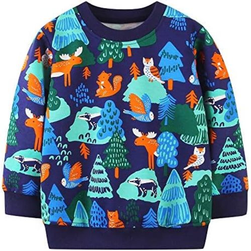 Baby Toddler Boy's Cotton Crewneck Sweatshirt Christmas Clothing 2-7Y