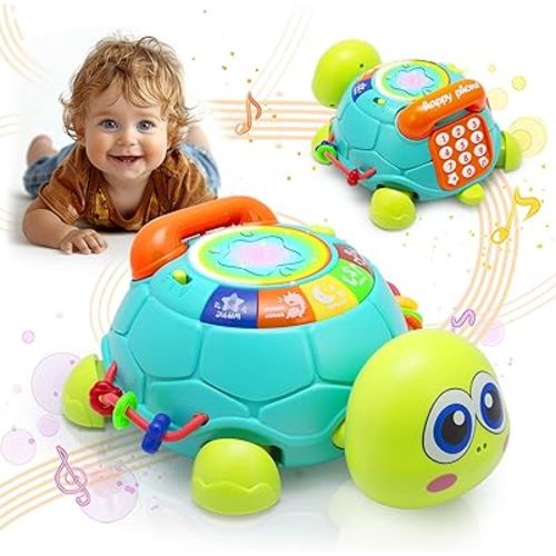 VoMii Musical Turtle Baby Toys 6 to 12 Months, Infant Crawling Tummy Time Development Toy, Light up Music Toys for 7 8 9 10 11 Months Old, Christmas Birthday Gifts for 1-2 Year Old Boy Girl