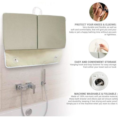 colsen Bath Kneeler & Elbow Rest Pad Set, 1.5" Thick, 22"x11" Pad Size - Large Bathtub Kneeling Pad for Elbow, Knee & Arm Support with Toy Organizer