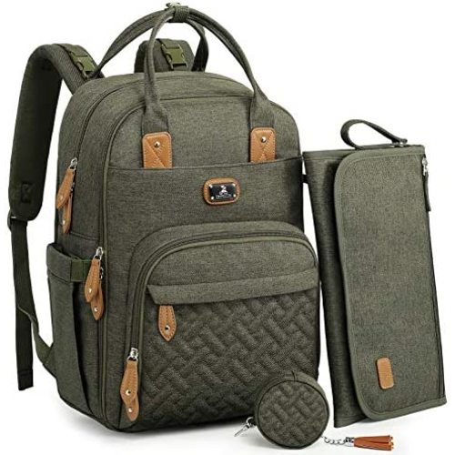 Diaper Bag Backpack with Portable Changing Pad, Pacifier Case and Stroller Straps