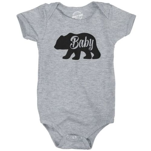 Baby Bear Funny Infant Shirts Cute Boy Girl Newborn Creeper For Family Bodysuit - Crazy Dog Baby Bodysuit Light Grey 6 Months