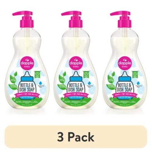 (3 pack) Dapple Baby Bottle and Dish Soap for Baby Products, Fragrance-Free, 16.9 fl oz
