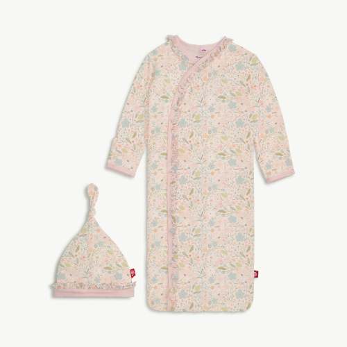 charlotte modal magnetic cozy sleeper gown + hat set with ruffles – Magnetic Me