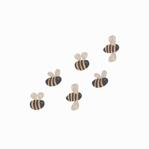 Pencil Bees Fabric Wall Stickers. Removable & Reusable.