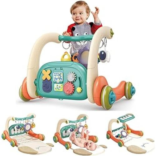 Baby Gym Play Mat with Music and Lights | Tummy Time Gym Mat Musical Activity Center for Infants Toddlers, Birthday Gift for Newborn Baby Boys and Girls