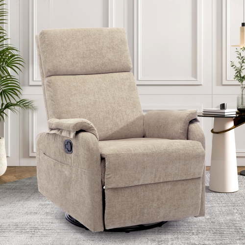 Korser Swivel Rocker Recliner Chair for Small Spaces Chenille for Living Room,Khaki