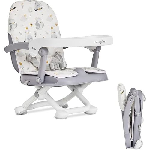 Dream On Me Munch N Go Booster Seat for Dining Table, Lightweight Compact Fold Travel Booster Seat, 3-in-1 Convertible, Four Level Height Adjustment and Easy Tray Removal