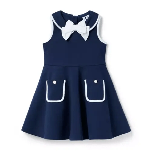 Girl Merchant Marine The Classic Bow Ponte Dress by Janie and Jack