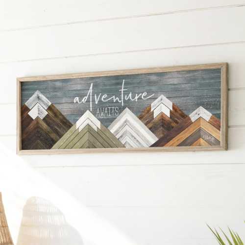 Adventure Awaits Rustic Printed Farmhouse Wall Sign - Available In Four Sizes