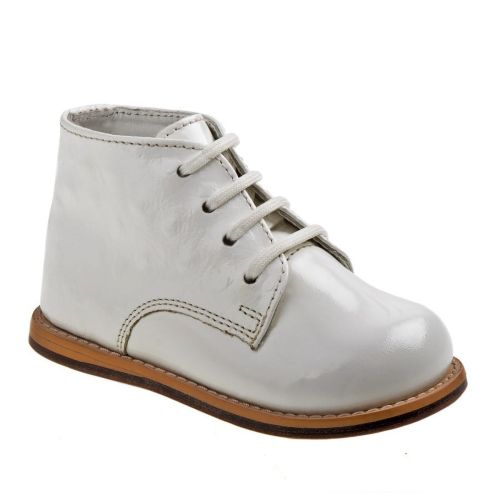 Josmo Unisex Baby Walking Shoes, First Walker Shoes, Genuine Leather Patent Ostritch Infant Shoes - White, Size: 2